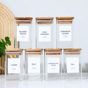 18Pcs Square Spice Jars For Salt Seasoning