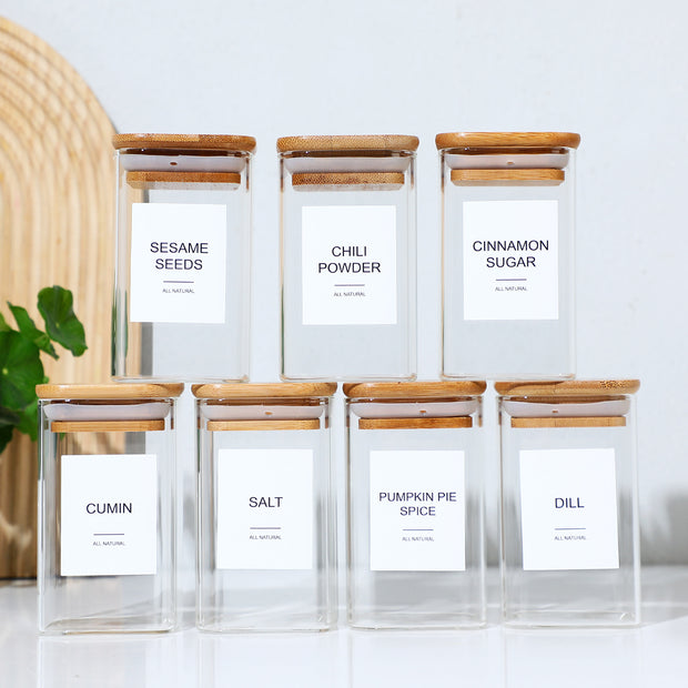 18Pcs Square Spice Jars For Salt Seasoning