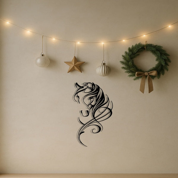 Modern Abstract Horse Metal Wall Art  Vintage Industrial Wall Decor For Farmhouse, Boho & Minimalist Homes - Unique Hanging Art For Living Room, Bedroom, Office & Bar - Trendy Room Decor,