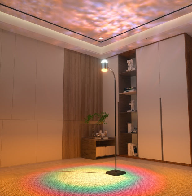 Dual Head Floor Lamp Aurora Projector Lights Separate Control Top Bottom