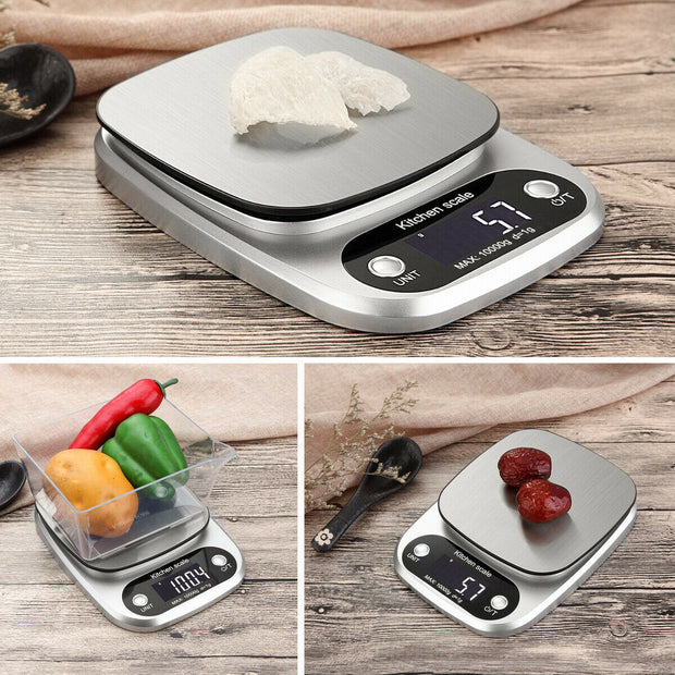 Digital Kitchen Food Diet Scale Kitchen Essential LCD Display Screen Stainless Steel