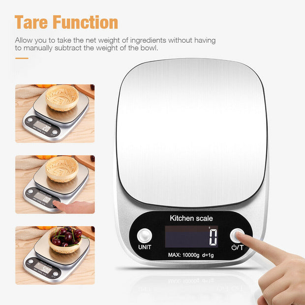 Digital Kitchen Food Diet Scale Kitchen Essential LCD Display Screen Stainless Steel