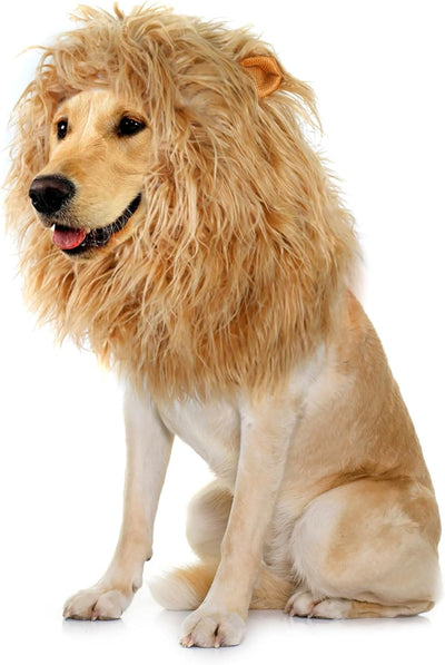 Lion Mane Wig for Dogs with Ears, Funny Pet Costumes for Halloween Christmas