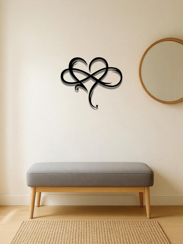 Minimalist Heart Love Wall Art - Modern Metal Iron Decor, Abstract Heart Design for Living Room, Bedroom, Bathroom & Kitchen"