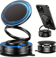 360° Rotatable Magnetic Phone Holder for Car, Foldable & Extendable Phone Stand