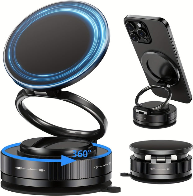 360° Rotatable Magnetic Phone Holder for Car, Foldable & Extendable Phone Stand