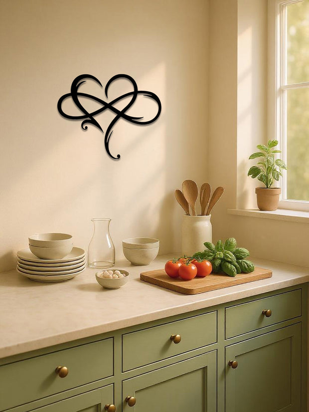 Minimalist Heart Love Wall Art - Modern Metal Iron Decor, Abstract Heart Design for Living Room, Bedroom, Bathroom & Kitchen"