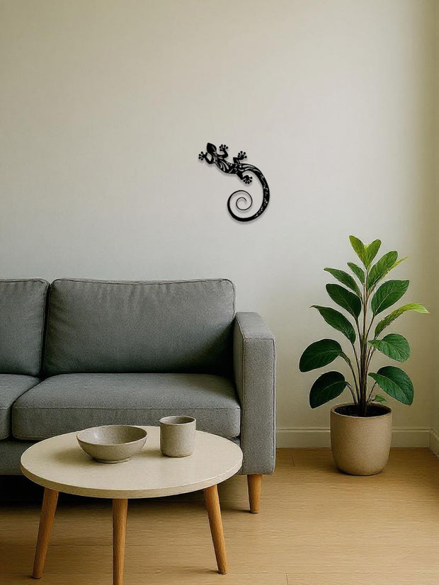 Minimalist Gecko Wall Art - Modern Metal Iron Decor, Abstract Gecko Line Design for Living Room, Bedroom, Bathroom & Kitchen"
