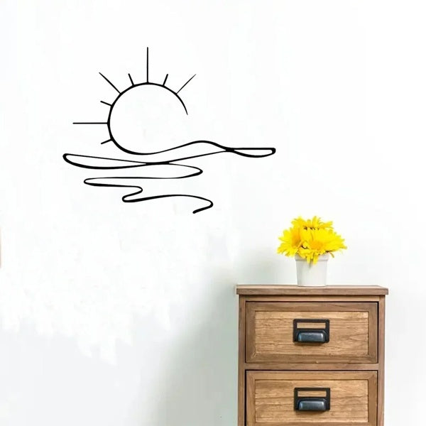 Minimalist Sunrise Wall Art - Modern Metal Iron Decor, Abstract Sun Line Design for Living Room, Bedroom, Bathroom & Kitchen