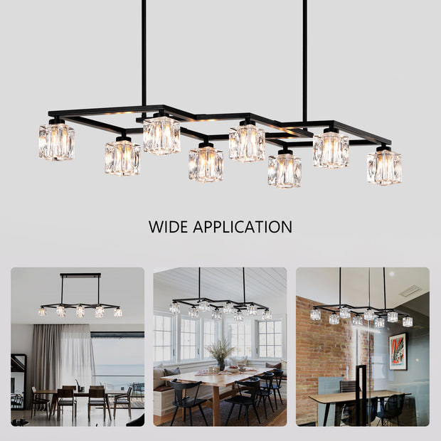 Matte Black Crystal Chandelier For Dining Room