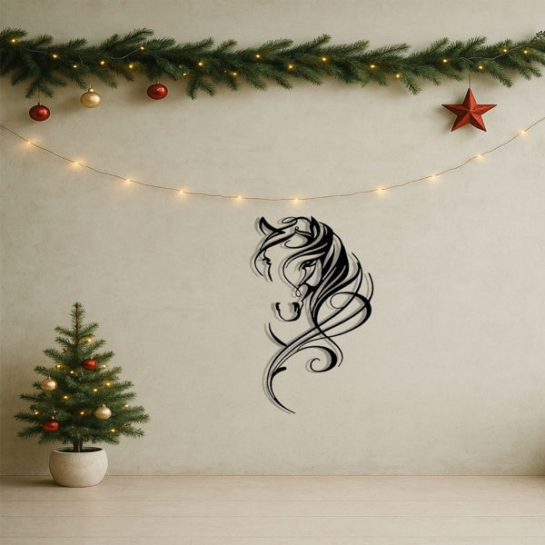 Modern Abstract Horse Metal Wall Art  Vintage Industrial Wall Decor For Farmhouse, Boho & Minimalist Homes - Unique Hanging Art For Living Room, Bedroom, Office & Bar - Trendy Room Decor,