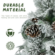 "6FT Pre-Lit Snow Flocked Christmas Tree with Pine Cones | Artificial Xmas Tree with 250 Multi-Color LED Lights & 11 Flashing Modes"