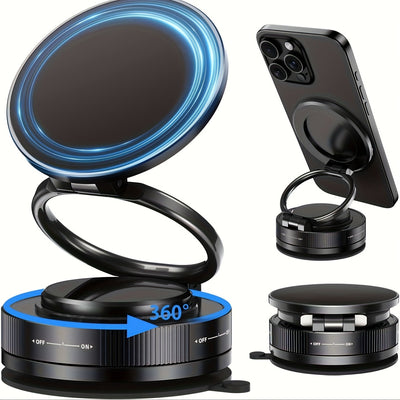 360° Rotatable Magnetic Phone Holder for Car, Foldable & Extendable Phone Stand