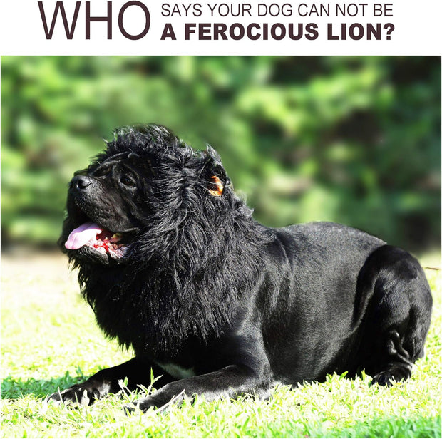 Lion Mane Wig for Dogs with Ears, Funny Pet Costumes for Halloween Christmas Medium to Large Breed