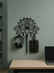 1pc Metal Wall-Mounted Lotus Flower Coat Rack, Modern Decorative Hooks For Jackets, Hats & Bags