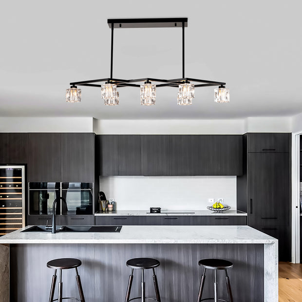Matte Black Crystal Chandelier For Dining Room