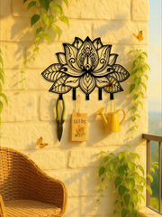 1pc Metal Wall-Mounted Lotus Flower Coat Rack, Modern Decorative Hooks For Jackets, Hats & Bags
