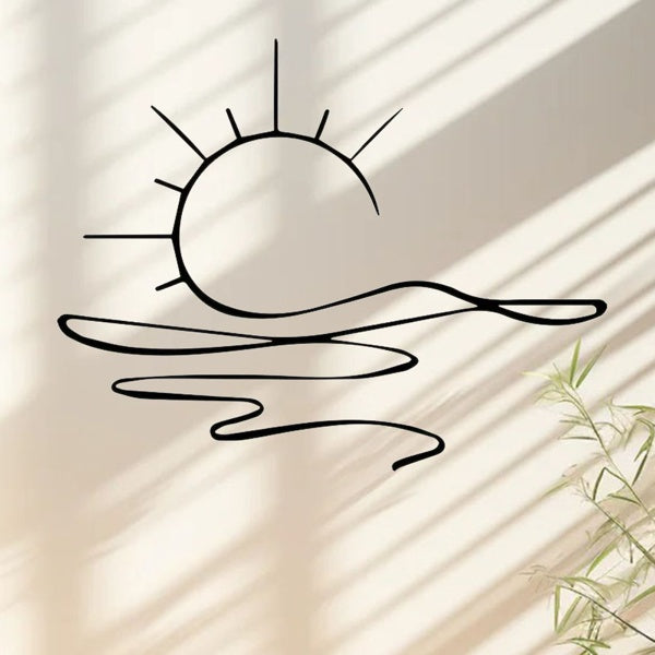 Minimalist Sunrise Wall Art - Modern Metal Iron Decor, Abstract Sun Line Design for Living Room, Bedroom, Bathroom & Kitchen
