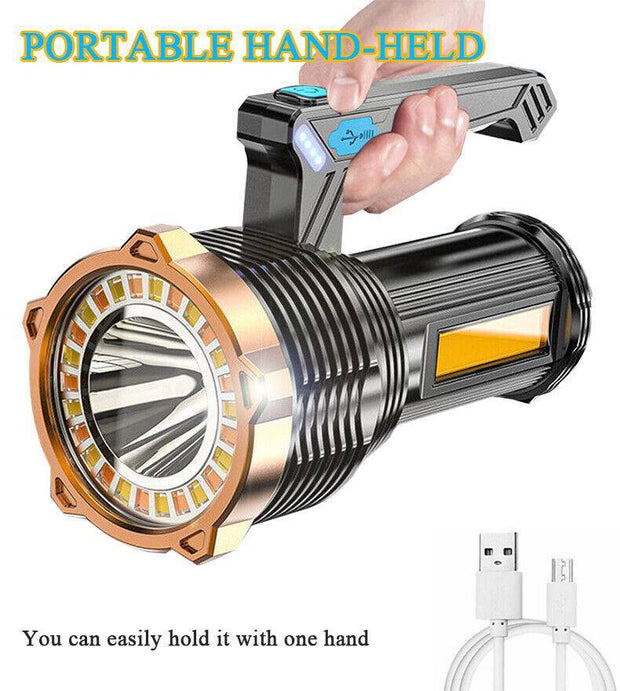 Rechargeable LED Flashlight 8-Modes Searchlight