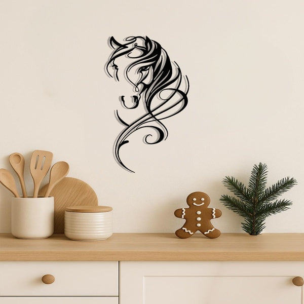 Modern Abstract Horse Metal Wall Art  Vintage Industrial Wall Decor For Farmhouse, Boho & Minimalist Homes - Unique Hanging Art For Living Room, Bedroom, Office & Bar - Trendy Room Decor,