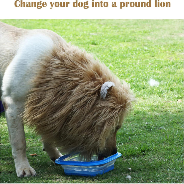 Lion Mane Wig for Dogs with Ears, Funny Pet Costumes for Halloween Christmas