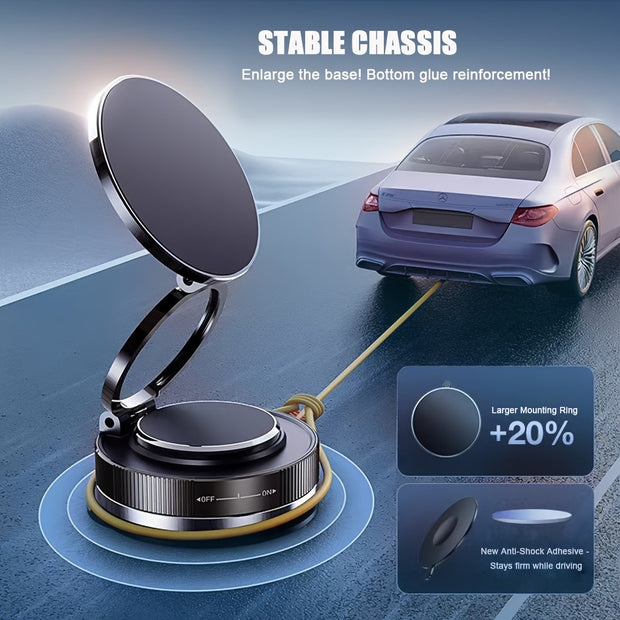 360° Rotatable Magnetic Phone Holder for Car, Foldable & Extendable Phone Stand