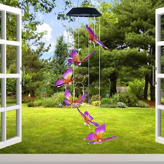 BEAUTIFUL Solar Butterfly Wind Chime Light