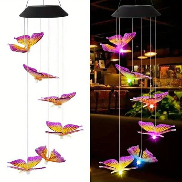 BEAUTIFUL Solar Butterfly Wind Chime Light