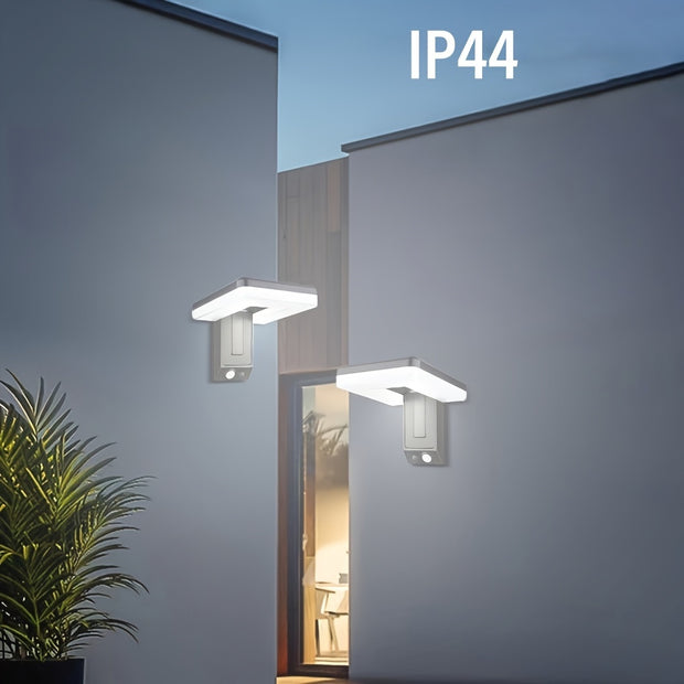 Solar Motion Sensor Outdoor Sconce Lights,LED Waterproof Dusk To Dawn Solar Patio Light,Wireless Modern Wall Mount Gadget Lamp Black For Porch Patio Garage House