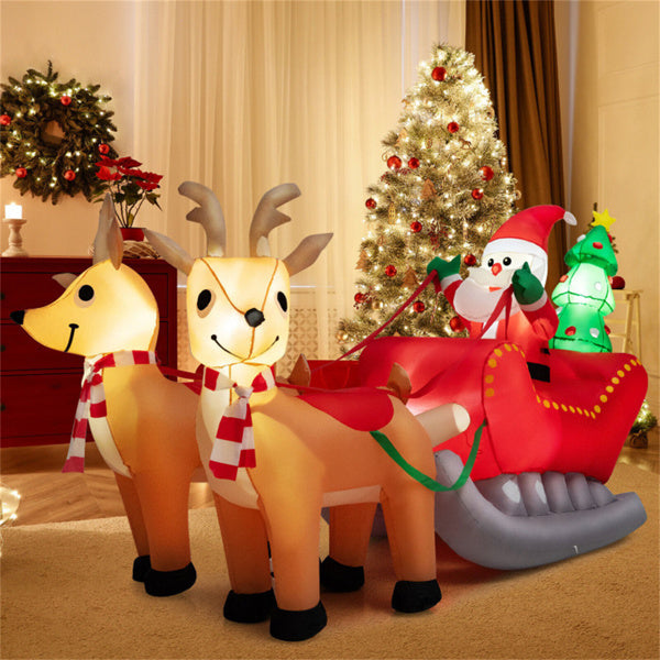 7.2 Feet Christmas Inflatable Santa Claus Sleigh & Reindeer