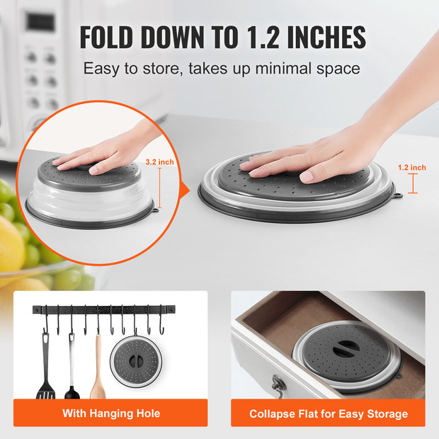 2PCS Microwave Splatter Covers 10.4Collapsible Microwave Food Lid