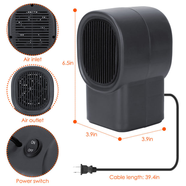 1Pc 500W Portable Electric Space Heater For Home Office