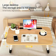 "Folding Metal Desk Bed with Storage, Cup Holder & Tablet Holder | Space-Saving Multi-Functional Furniture"