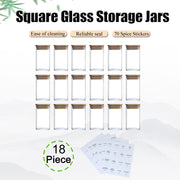 18Pcs Square Spice Jars For Salt Seasoning