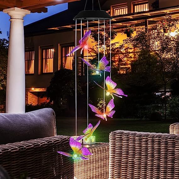 BEAUTIFUL Solar Butterfly Wind Chime Light