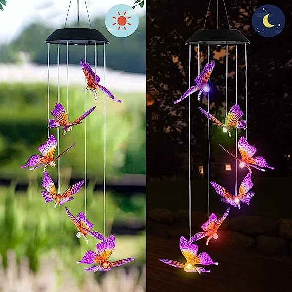 BEAUTIFUL Solar Butterfly Wind Chime Light