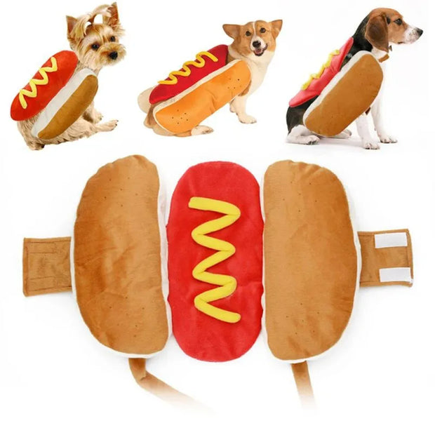 HOTDOG Halloween Costume, Hot Dog Shaped  Adjustable Clothes Pet Apparel Dressing up Party Costume