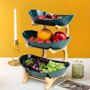 3-Tiers Wooden Fruit Bowl Rack