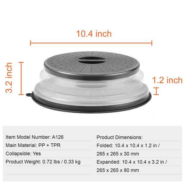 2PCS Microwave Splatter Covers 10.4Collapsible Microwave Food Lid