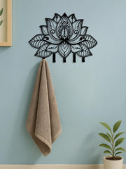 1pc Metal Wall-Mounted Lotus Flower Coat Rack, Modern Decorative Hooks For Jackets, Hats & Bags