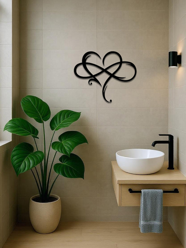 Minimalist Heart Love Wall Art - Modern Metal Iron Decor, Abstract Heart Design for Living Room, Bedroom, Bathroom & Kitchen"