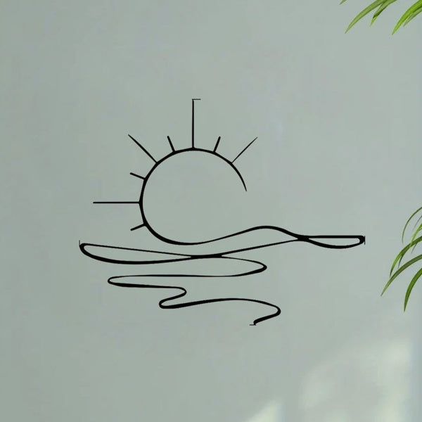 Minimalist Sunrise Wall Art - Modern Metal Iron Decor, Abstract Sun Line Design for Living Room, Bedroom, Bathroom & Kitchen