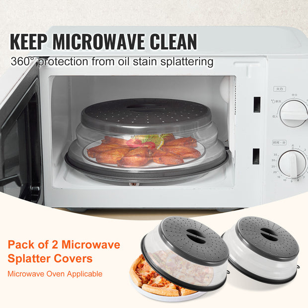 2PCS Microwave Splatter Covers 10.4Collapsible Microwave Food Lid